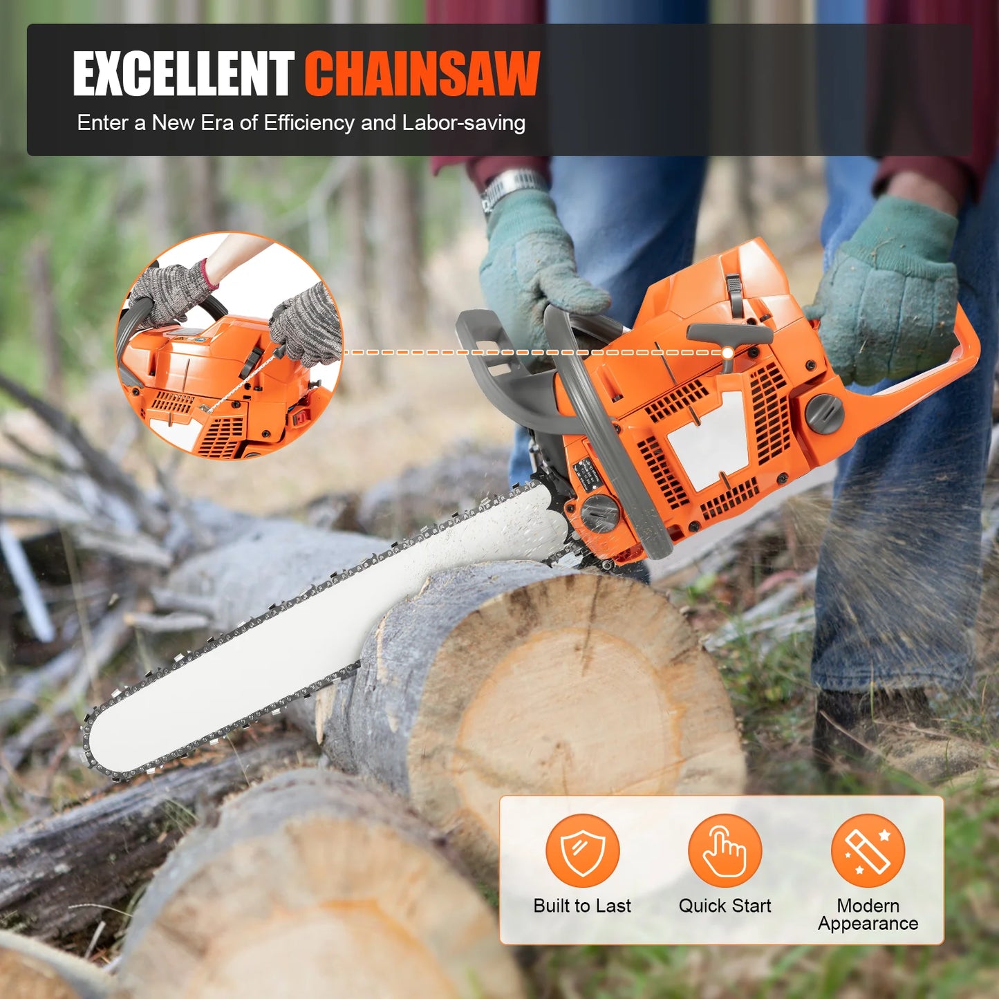 Gasoline Chainsaw 2 Stroke Engine For Wood Cutting Power