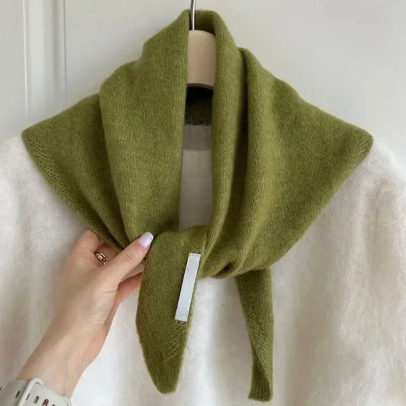 Xizou British Korean Style Wool Knitted Triangular Scarf