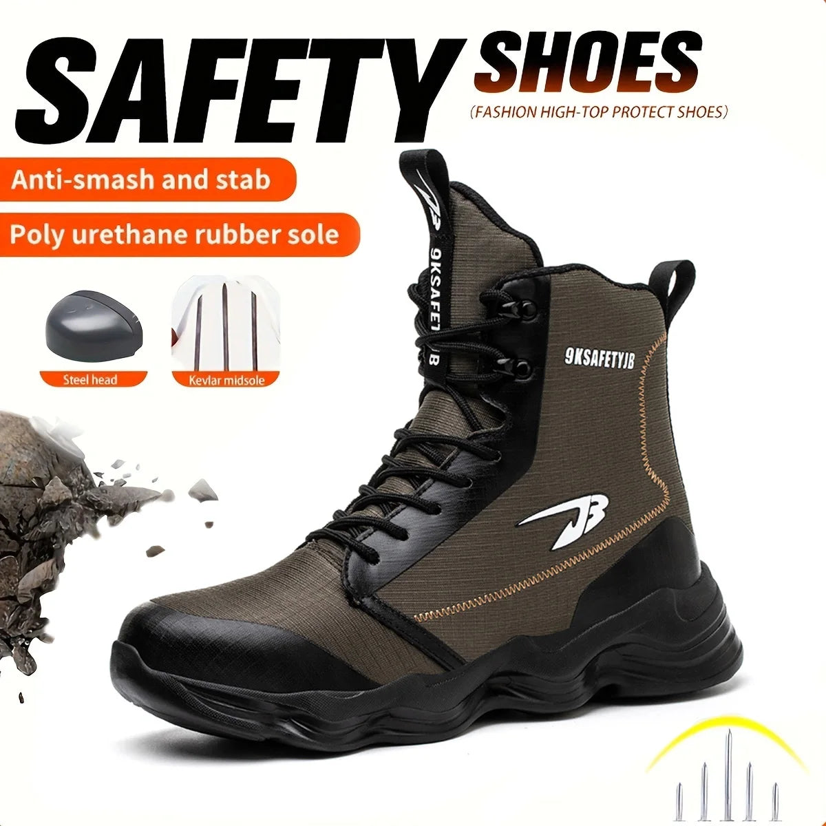 Men's Breathable Safety Shoes Anti Smash And Puncture Resistant