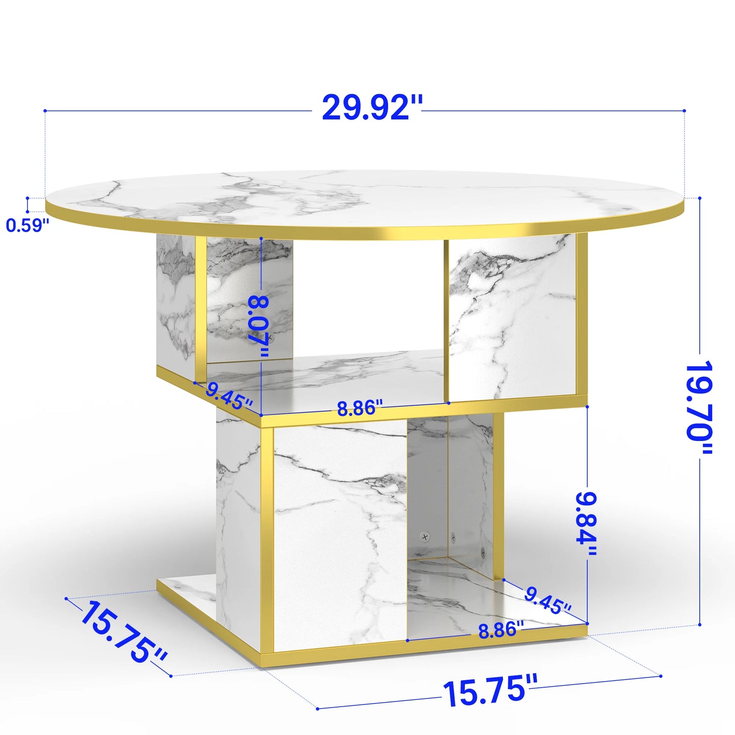 MERRONIX Three Tier Round Coffee Table With Storage