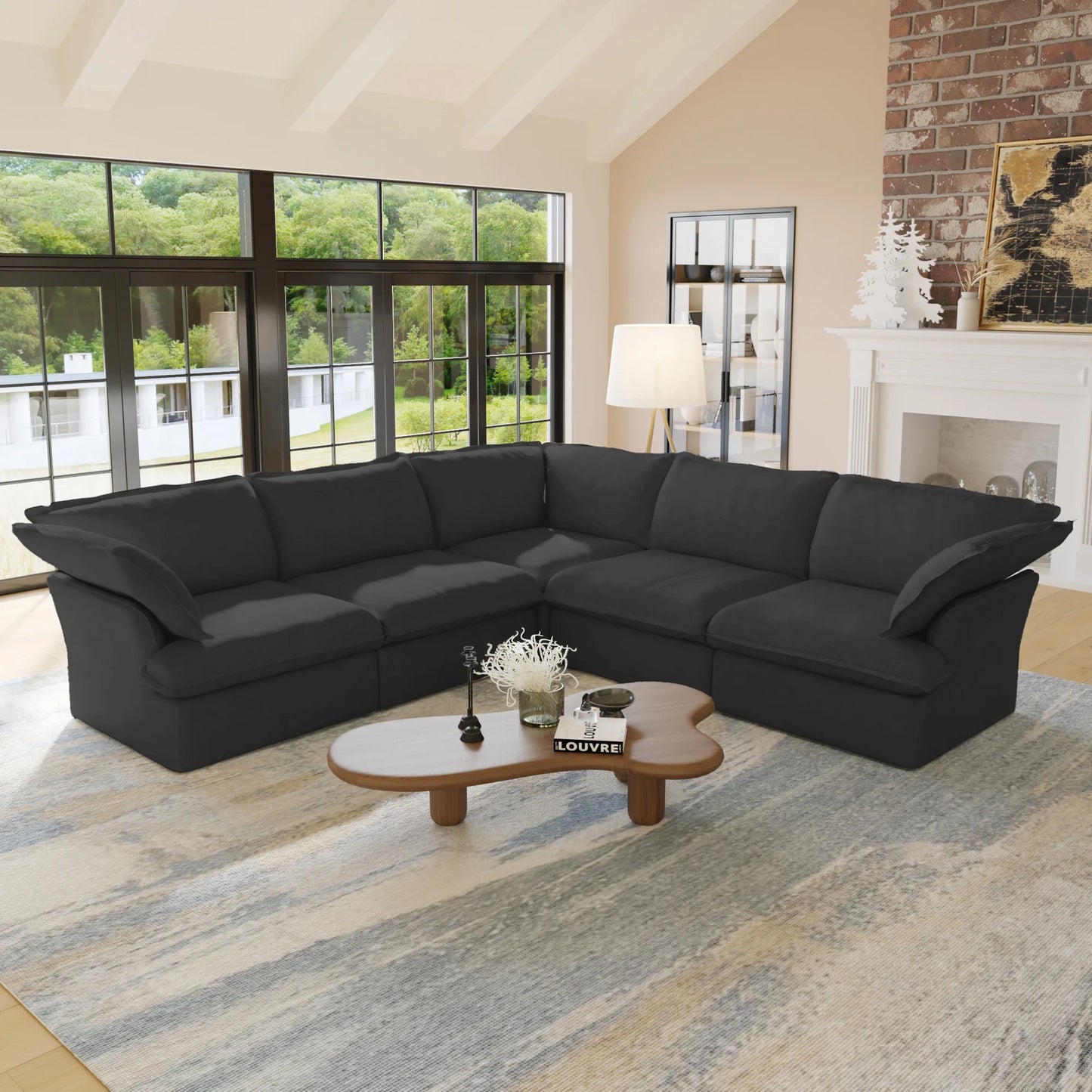 SdorensCN L Shape Corner Sectional Sofa Modular Down Fill Convertible