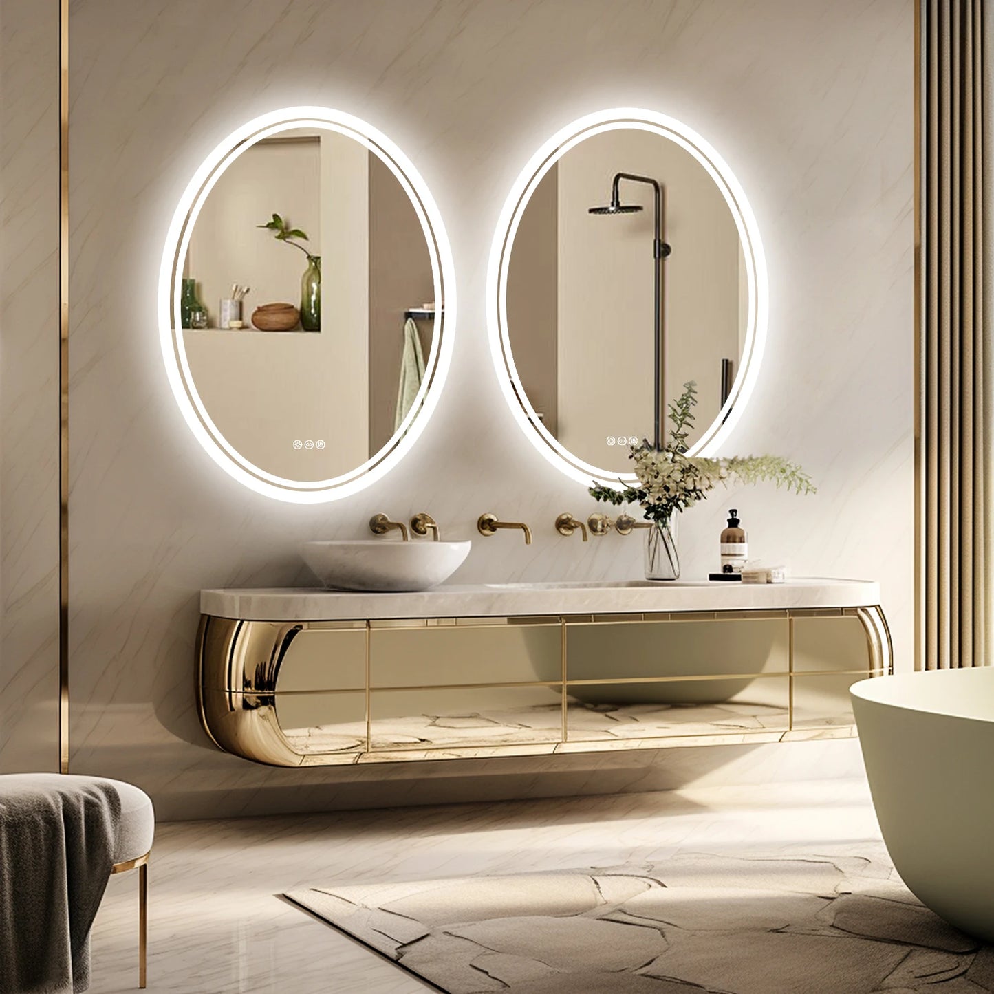 Wisfor LED Backlit Round Vanity Mirror Anti Fog Dimmable