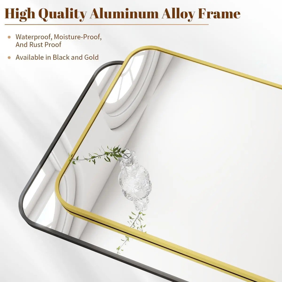 Beautypeak Aluminum Frame Wall Mounted Bathroom Mirror