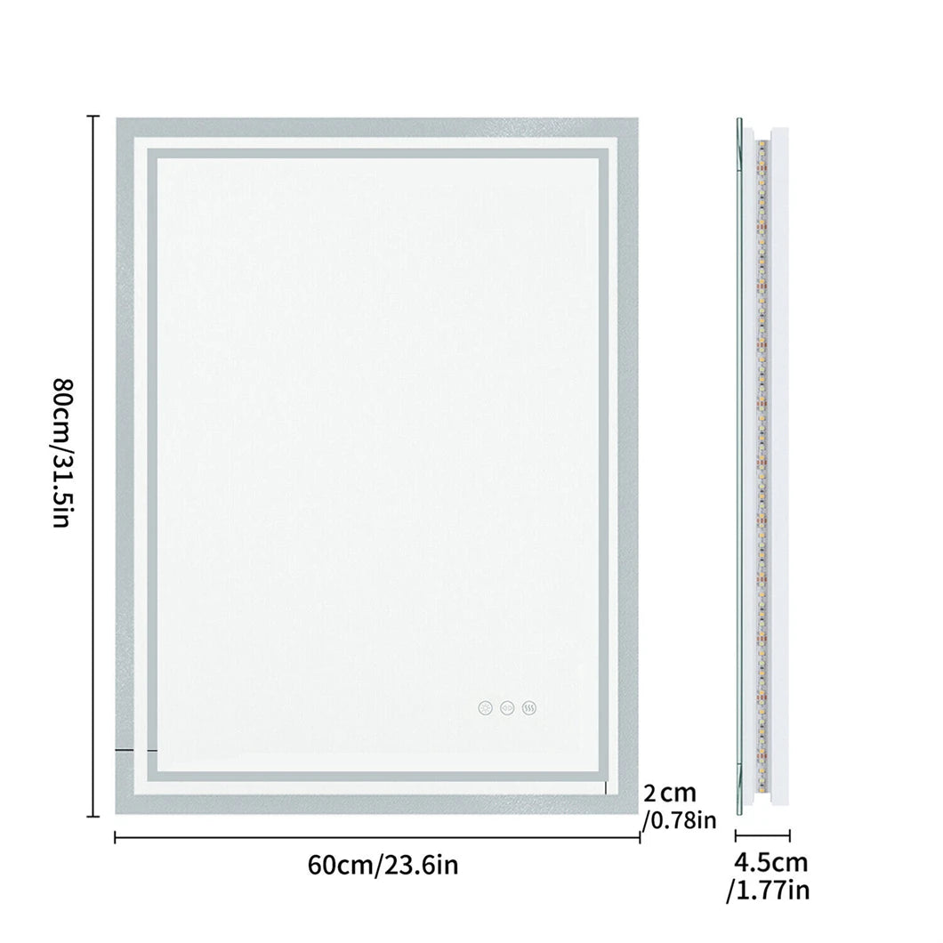 Borwart LED Bathroom Mirror Dimmable Backlit Wall Mounted