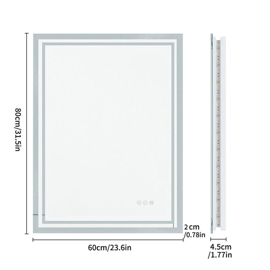 Borwart LED Bathroom Mirror Dimmable Backlit Wall Mounted