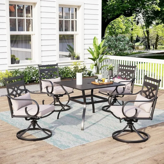 Guangbai 5 Piece Patio Dining Set With 4 Swivel Chairs