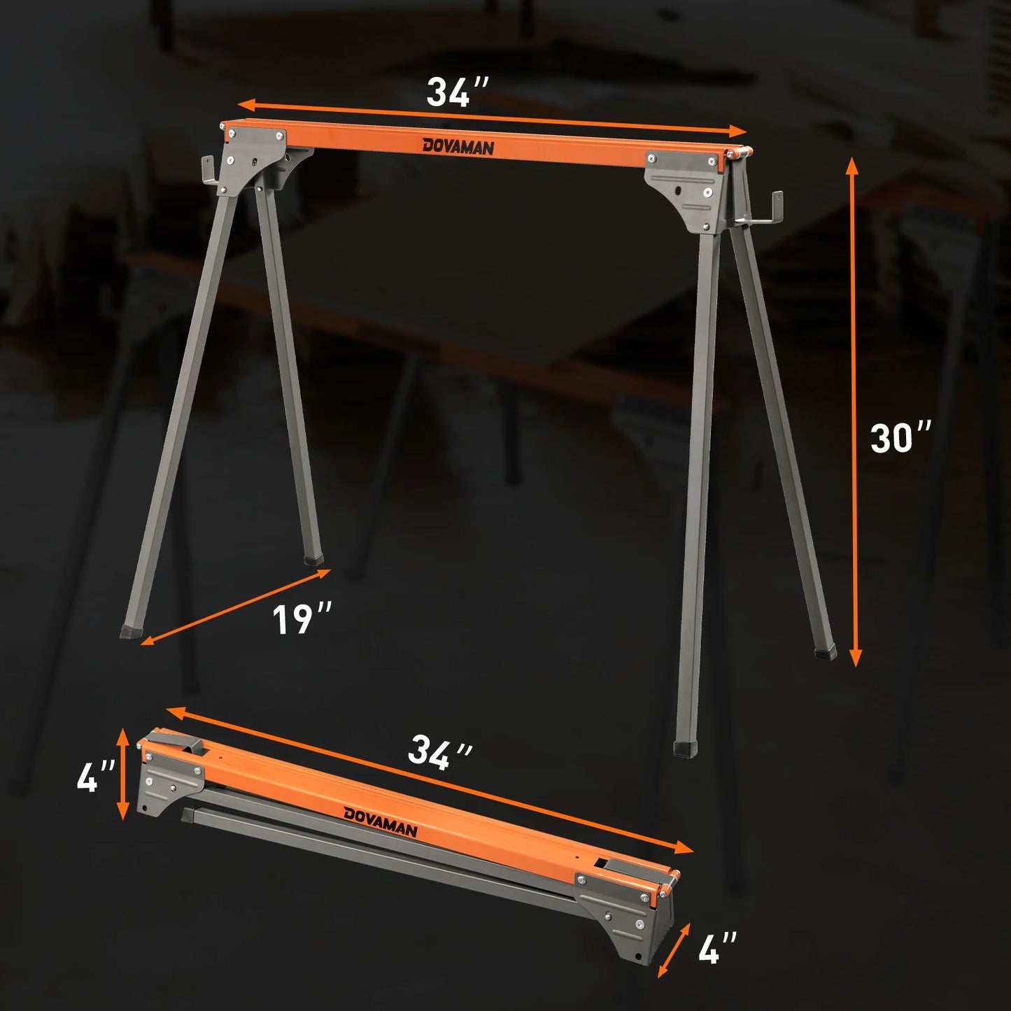 DOVAMAN Folding Saw Horse Two Pack With Quick Release Legs