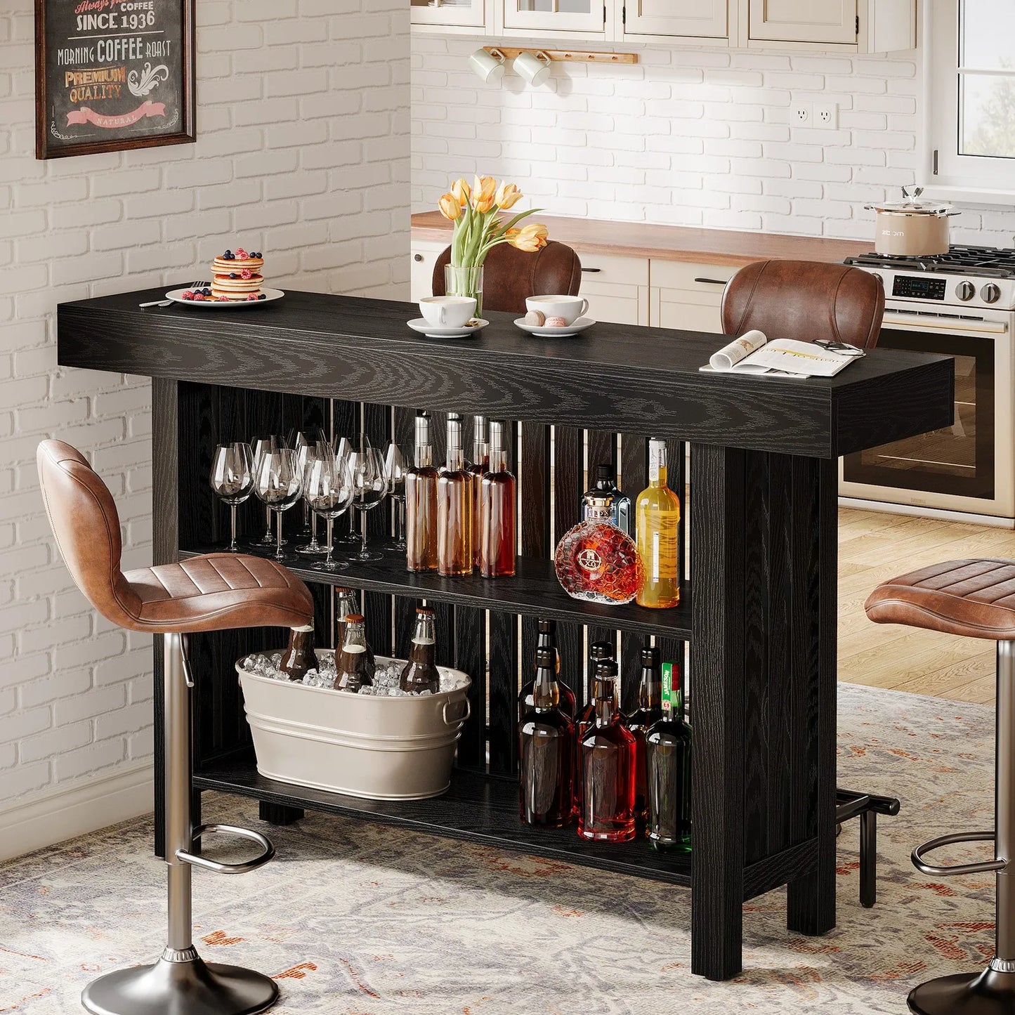 Two Tier Bar Table With Footrest