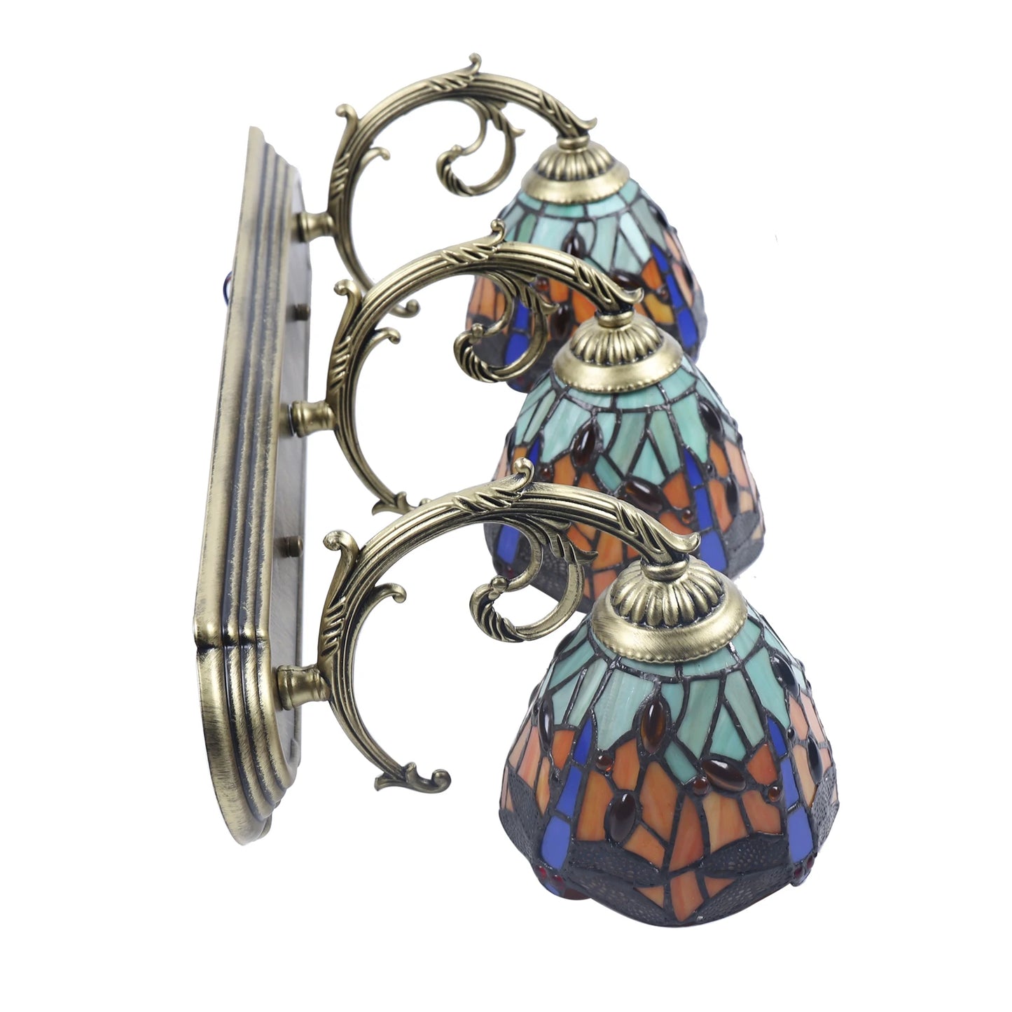 Dragonfly Three Light Wall Lamp With Glass And Metal Design