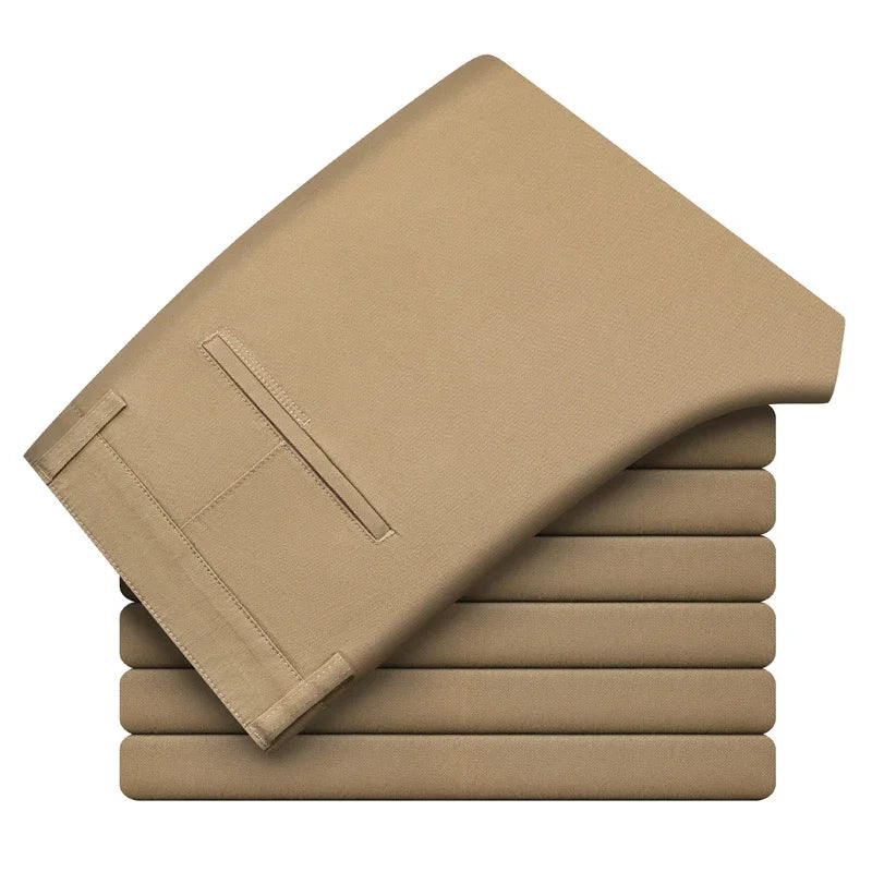 Men's Cotton Elastic Slim Straight Casual Trousers