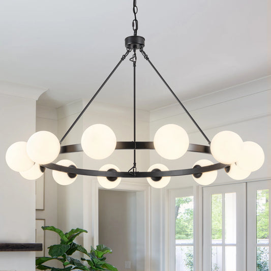 12 Light Wagon Wheel Chandelier Farmhouse Pendant Light