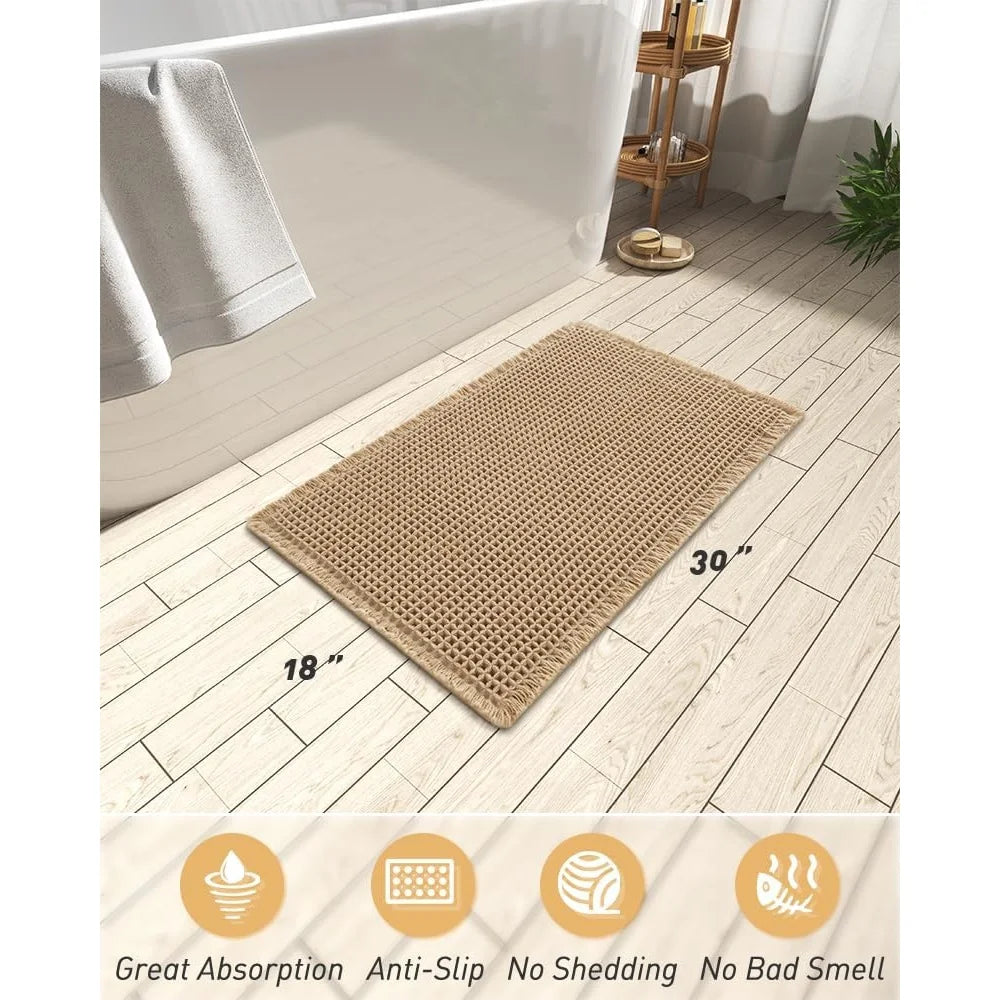 CN Fujian Upgraded Waffle Bath Mat Super Absorbent Non Slip