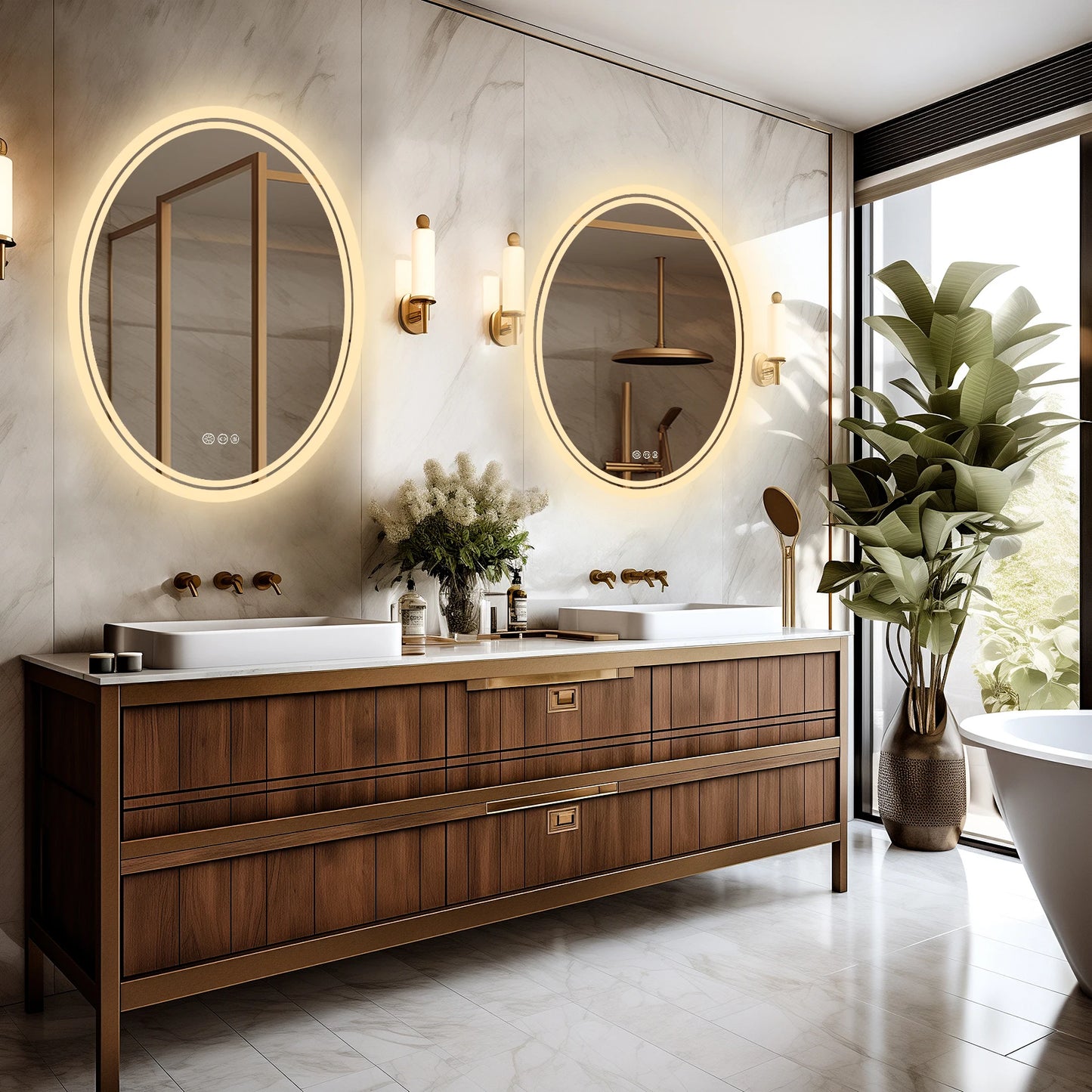 Wisfor LED Backlit Round Vanity Mirror Anti Fog Dimmable