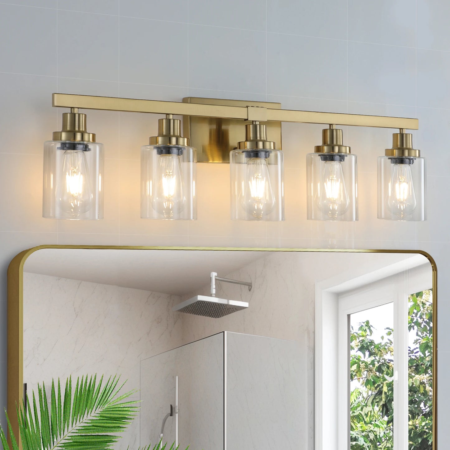 Modern Industrial Vanity Light 5 Light Wall Sconce Glass
