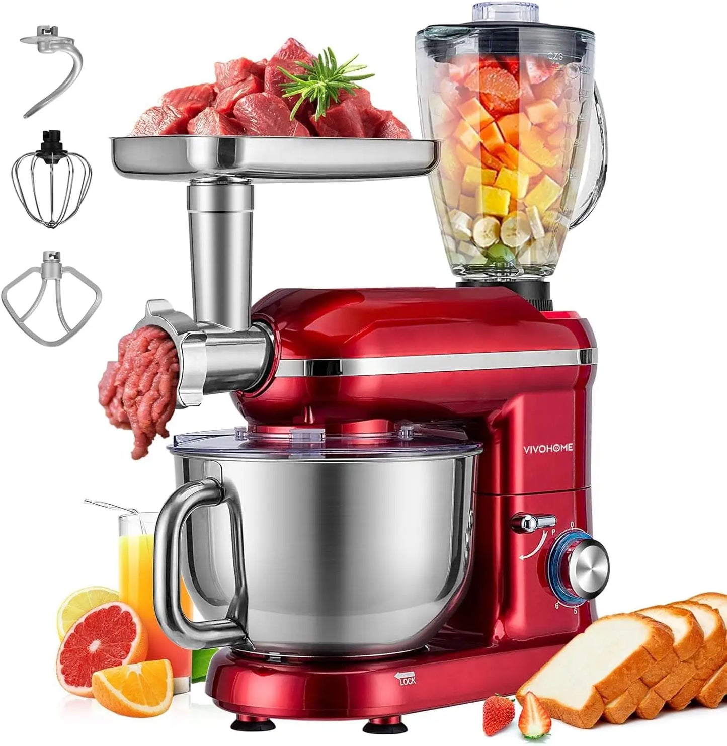 XMSJ 3 In 1 Mixer SixQuart Tilt Head Deluxe Kitchen
