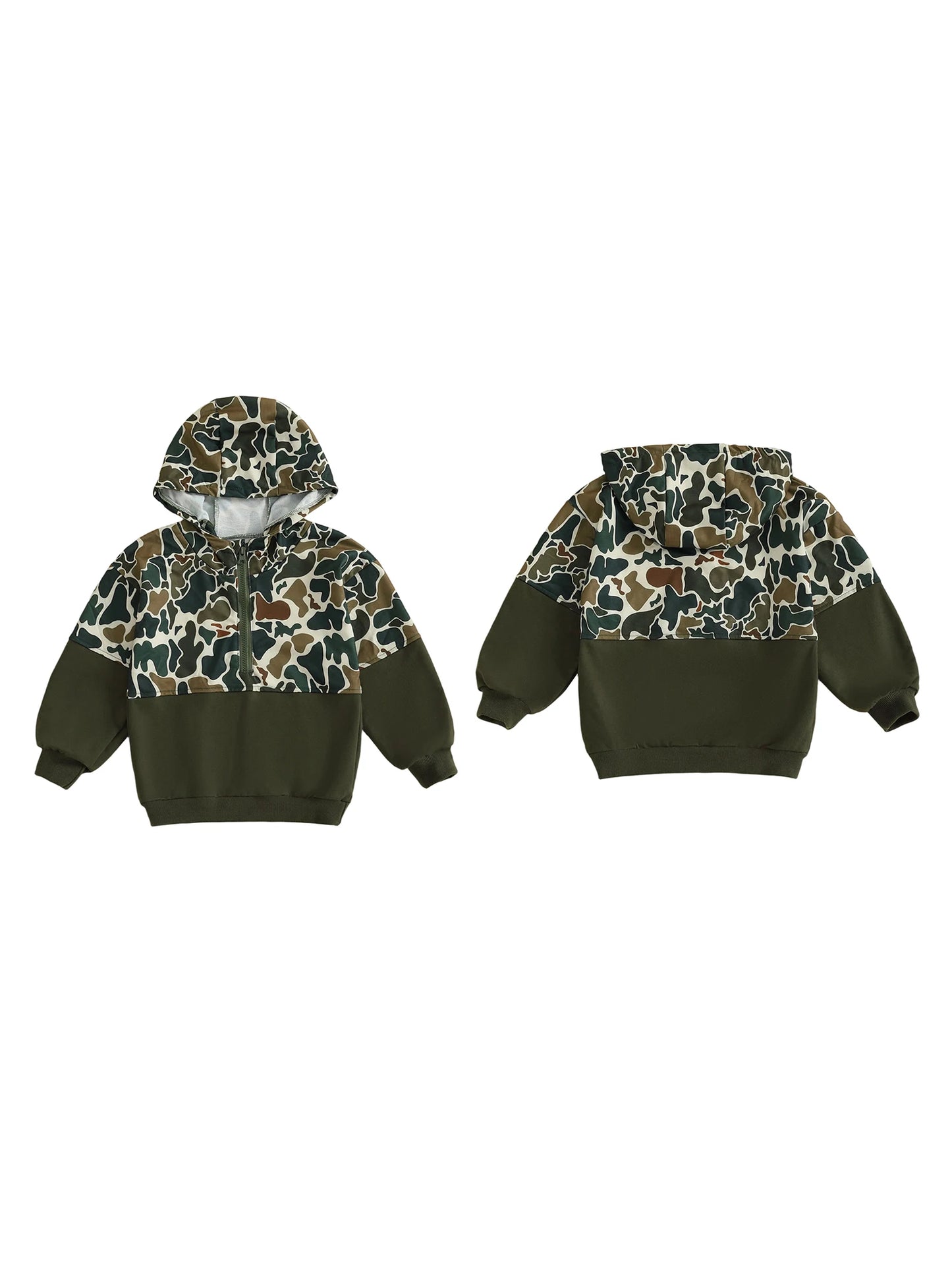 CN Guangdong Camouflage Half Zip Hooded Sweatshirt For Kids