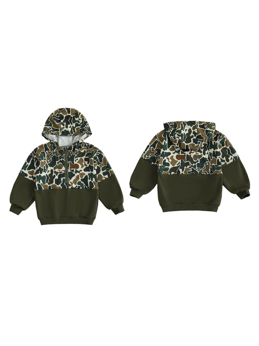 CN Guangdong Camouflage Half Zip Hooded Sweatshirt For Kids