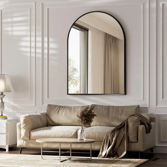 Beautypeak Arch Aluminum Beveled Framed Vanity Wall Mirror