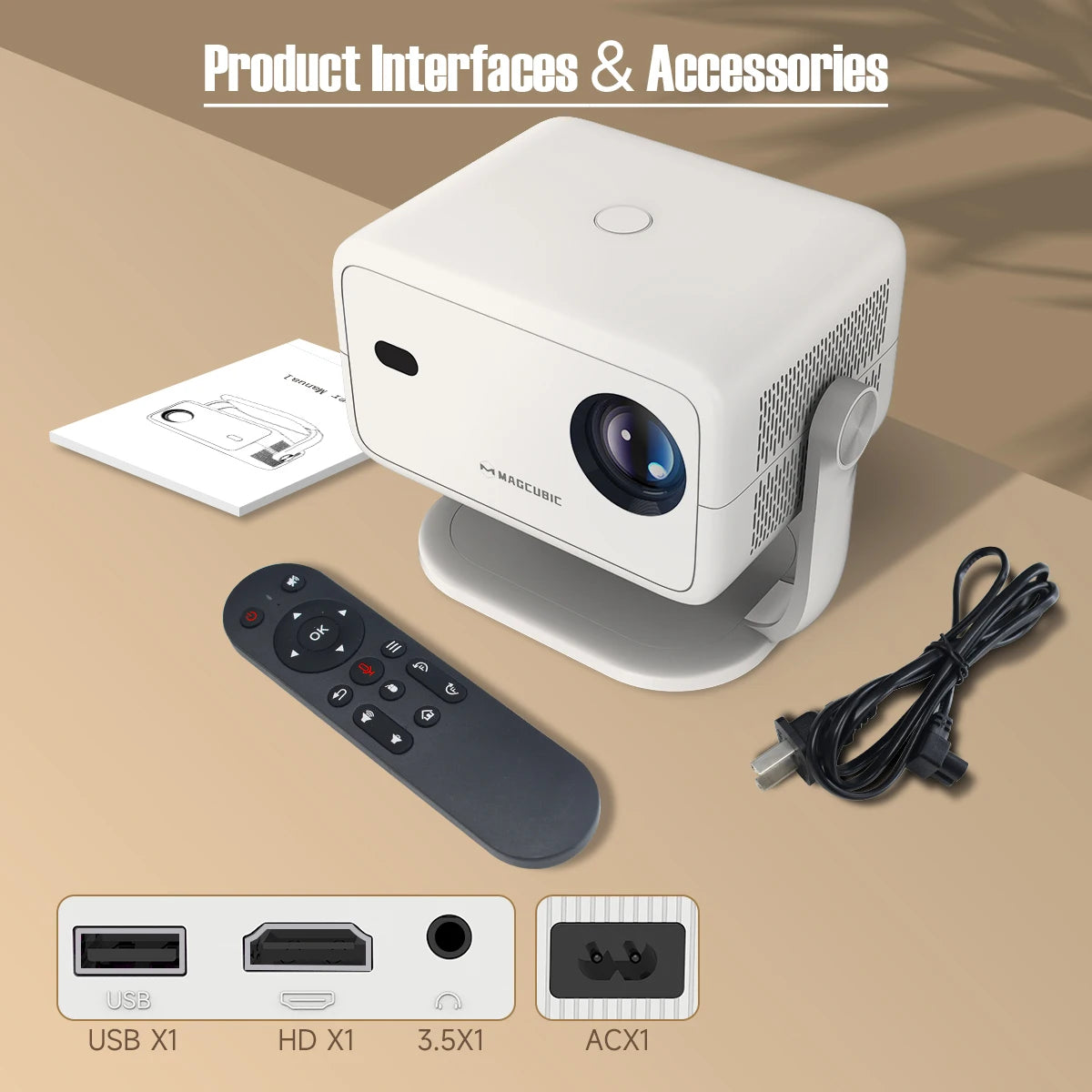 Magcubic 650ANSI L018 Portable Projector 8K Native 1080P Auto Focus