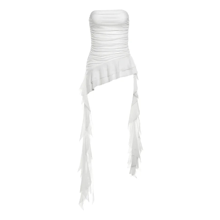 Nibber Tassel Vest Women Ruched Chest Wrap Cotton Blend