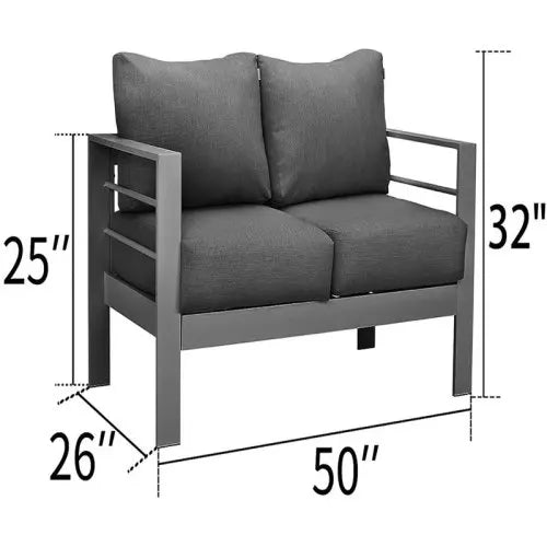 Outdoor All-Weather Conversation Set Aluminum Sectional Sofa