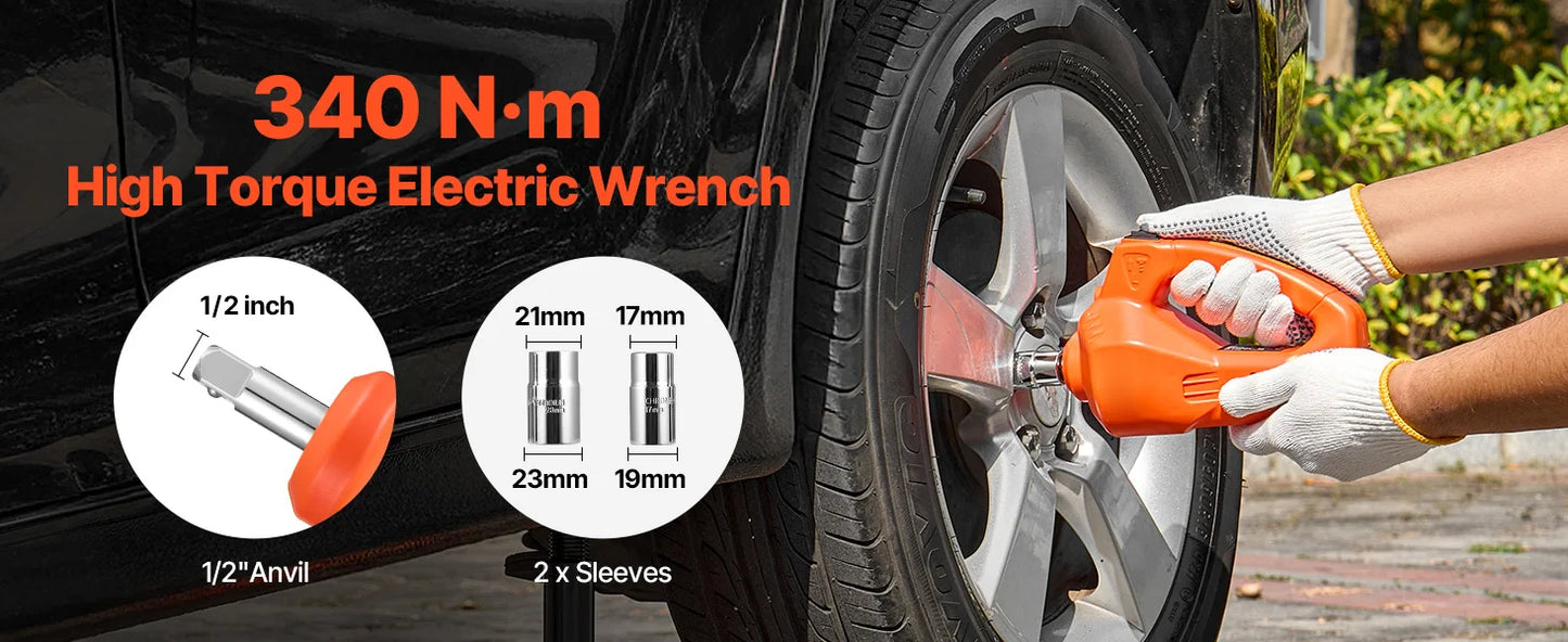 Succebuy 12V Electric Car Jack With Built-In Inflator LED Light