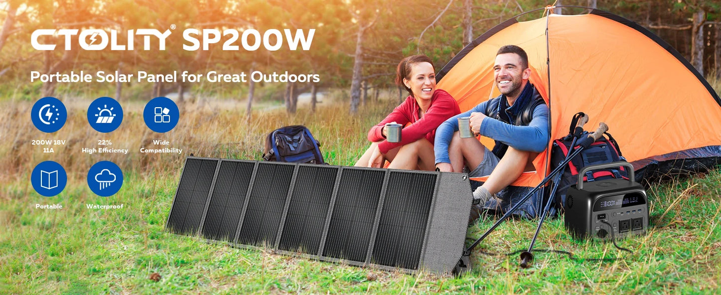CTOLITY 200W Flexible ETFE Solar Panel Foldable 12V To 24V