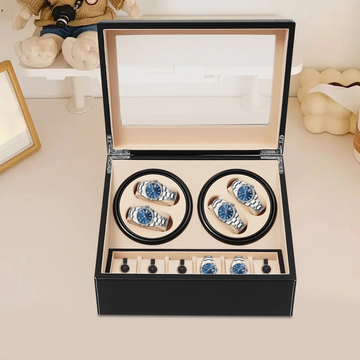 Watch Winder Automatic Rotation Velvet Display Box