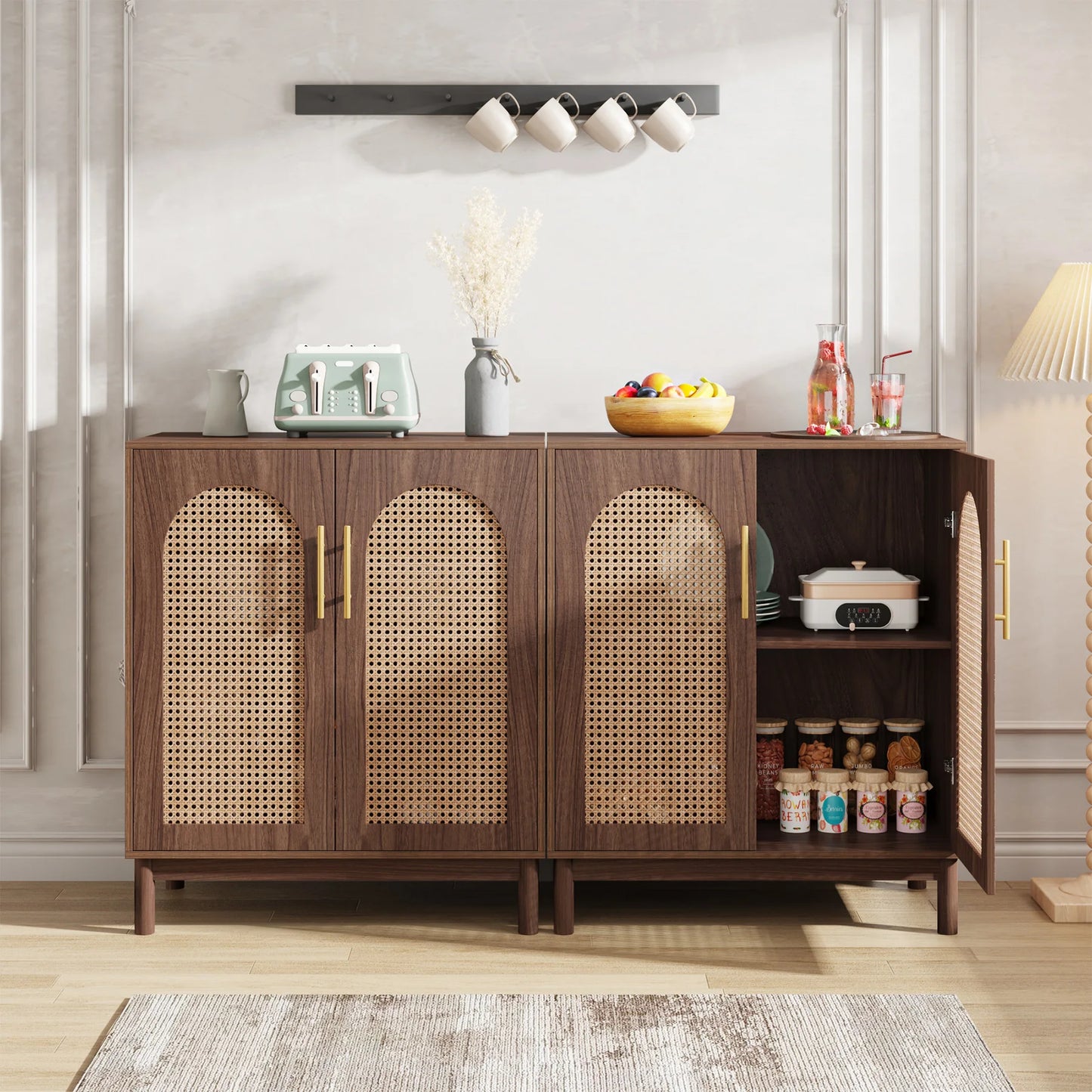 Tribesigns Rattan Sideboard Buffet Cabinet With Storage