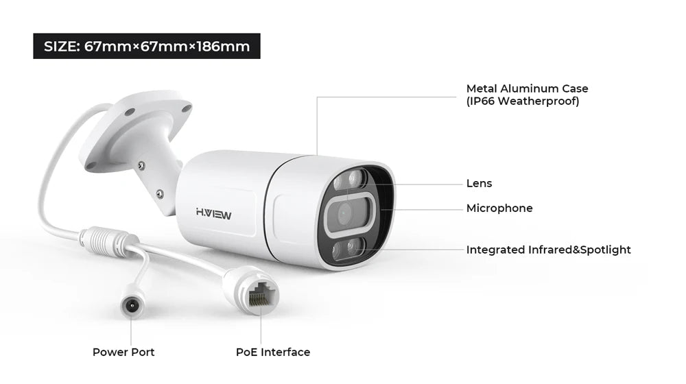 H.VIEW 4K 5MP 8MP PoE CCTV Security Camera System Kit
