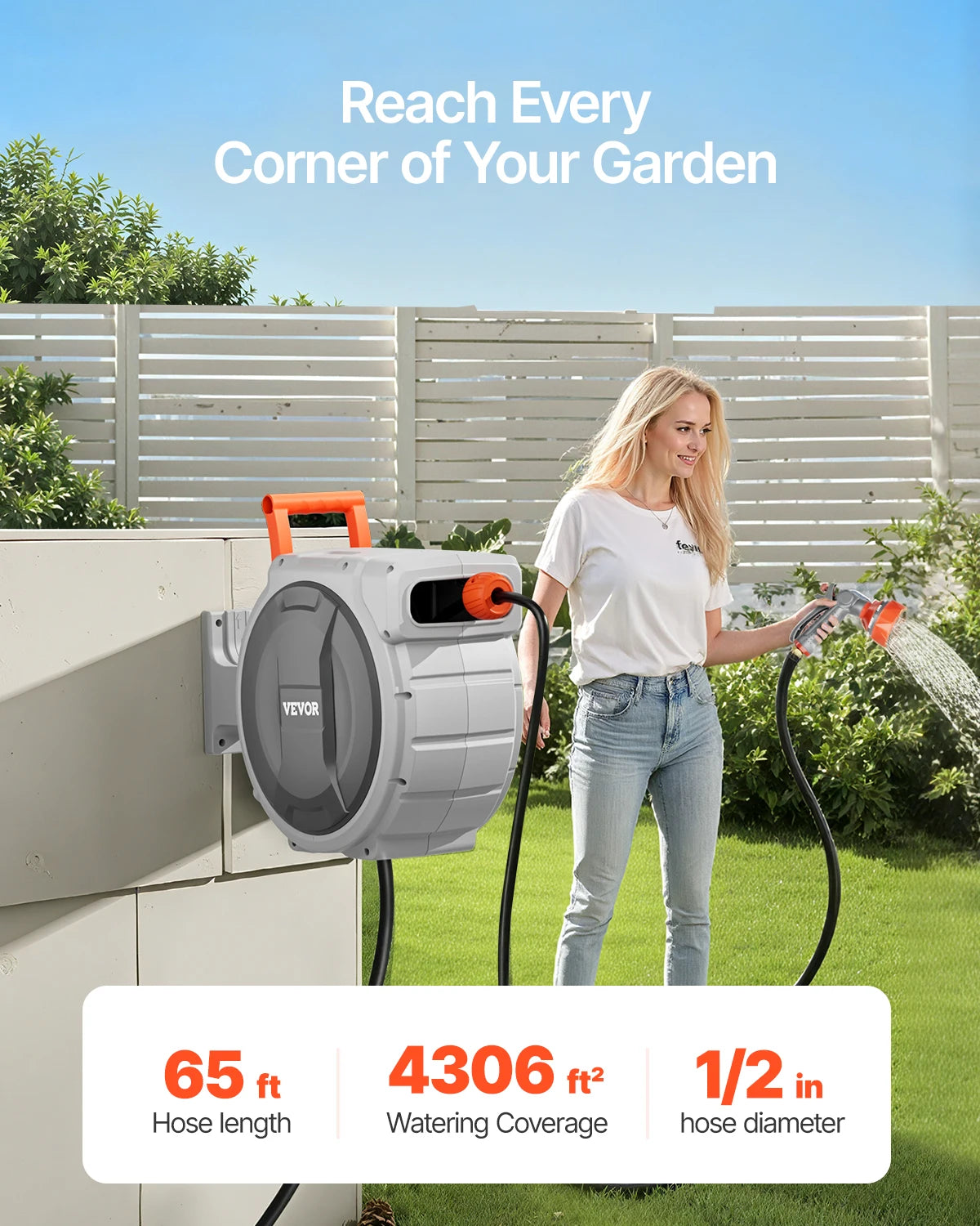SucceBuy Retractable Garden Hose Reel With 9 Nozzle