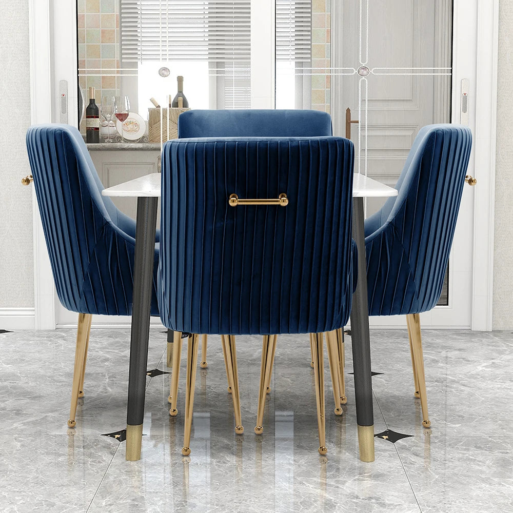 SEYNAR Modern Glam Boucle Velvet Dining Chair Set Of 4 With Rear Handle