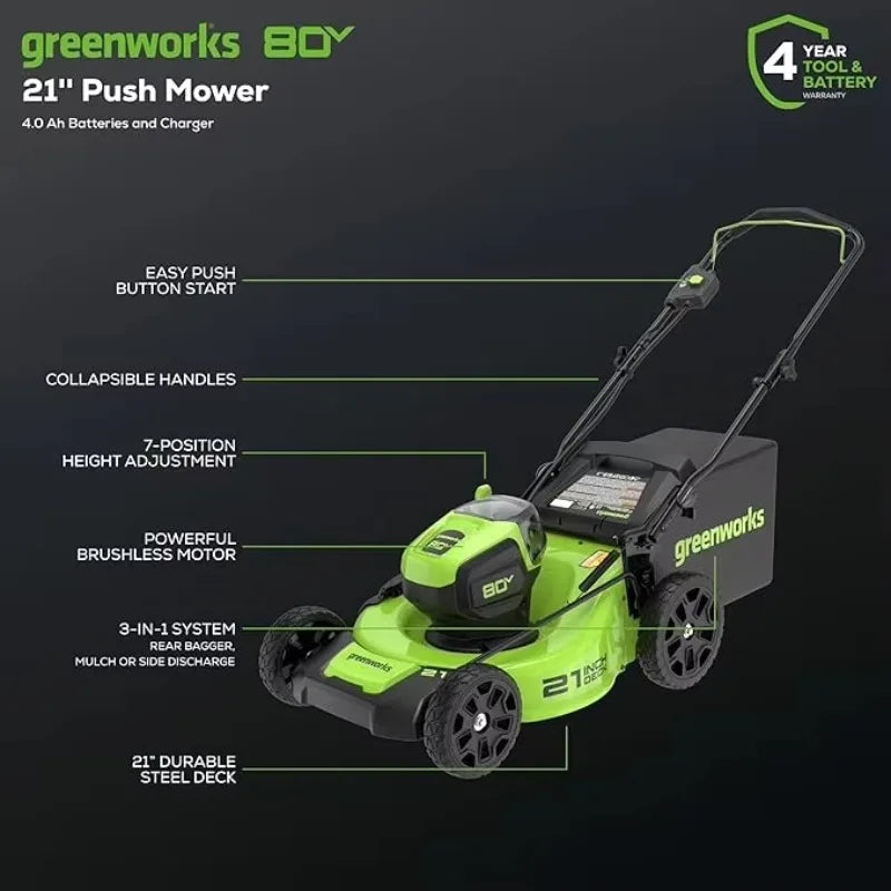 XMSJHignconcerned 80V 21 Brushless Cordless Lawn Mower