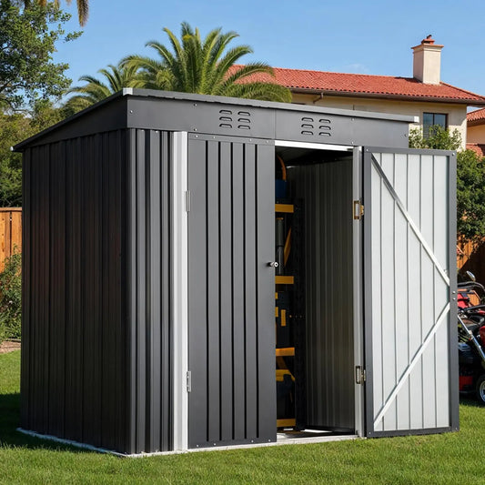 Outdoor Metal Storage Shed With Double Lockable Doors