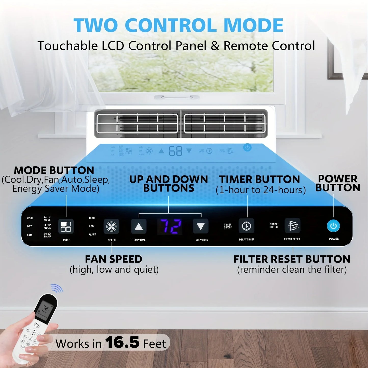 U Shaped Window Air Conditioner With Remote And Energy Saving