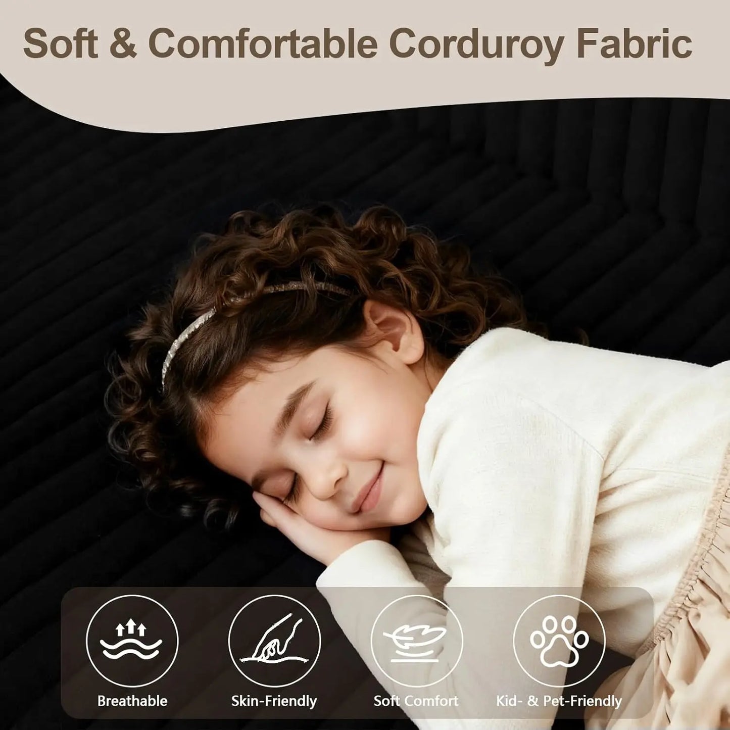 Corduroy U Shaped Modular Sofa With Two Ottomans Memory Foam