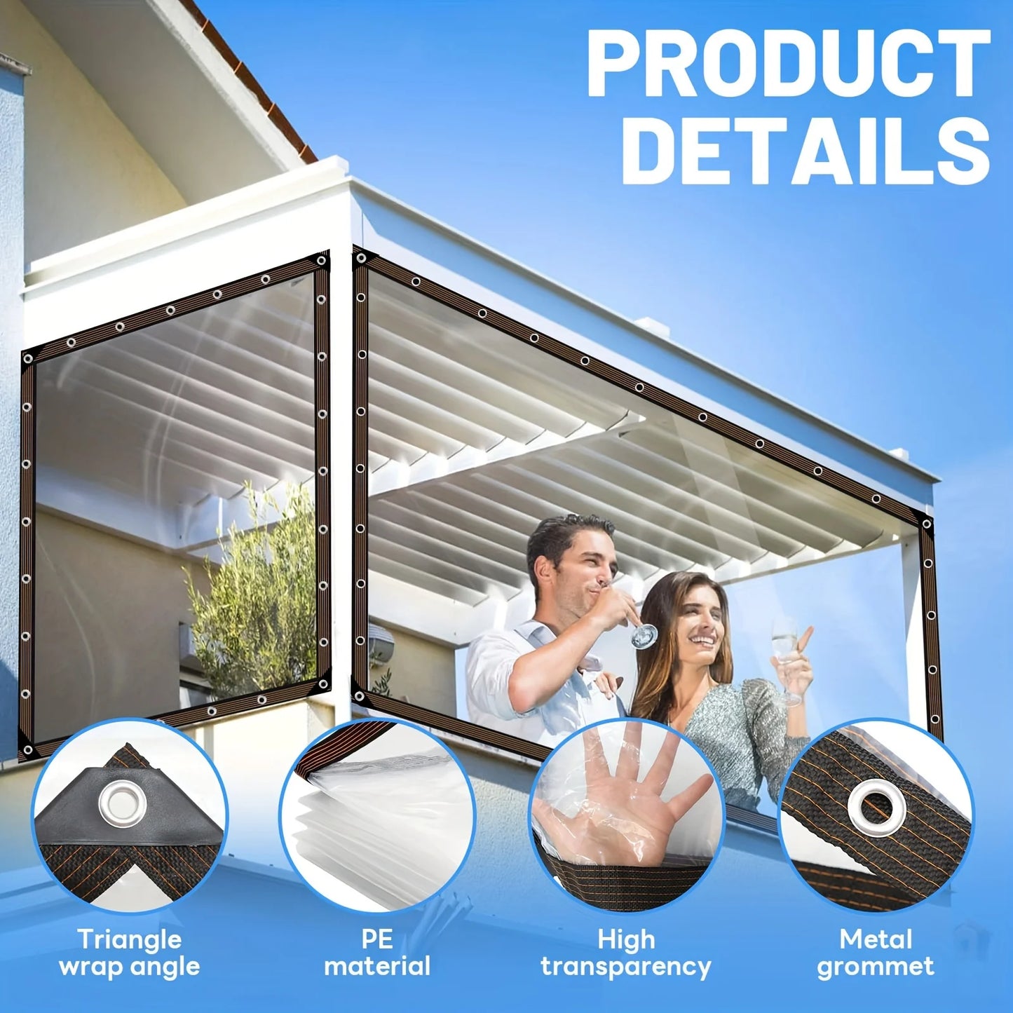Hign-concerned Transparent Waterproof Tarpaulin With Sealing Rings For Courtyard Gardens