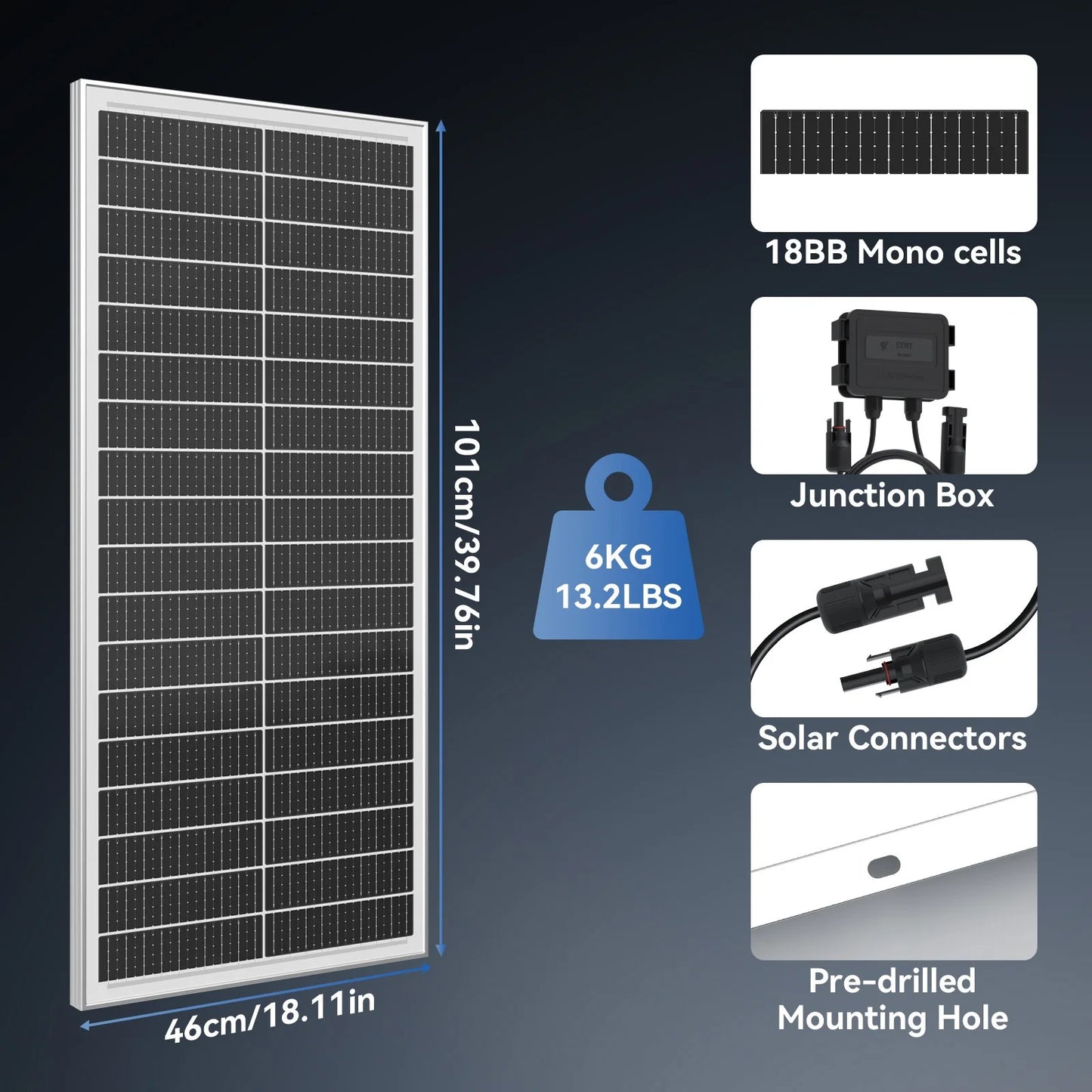 Rvpozwer 400W 12.8V Monocrystalline Solar Panel High Efficiency Module