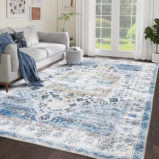 HiMISSCN Vintage Area Rug Indoor Non Slip Washable Carpet