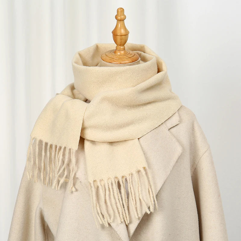 Runmeifacn Warm Cashmere Scarf For Women Solid Knit Wrap