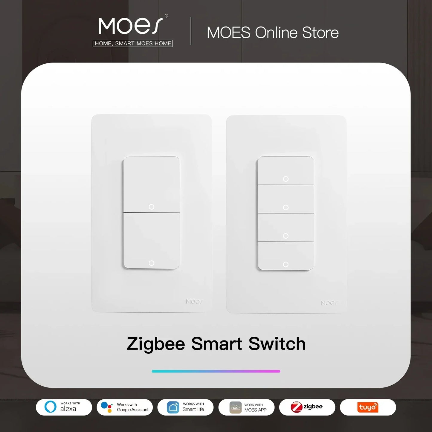 MOES ZigBee Smart Light Switch US Push Button, Alexa Compatible