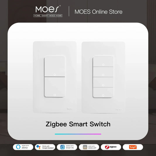 MOES ZigBee Smart Light Switch US Push Button, Alexa Compatible