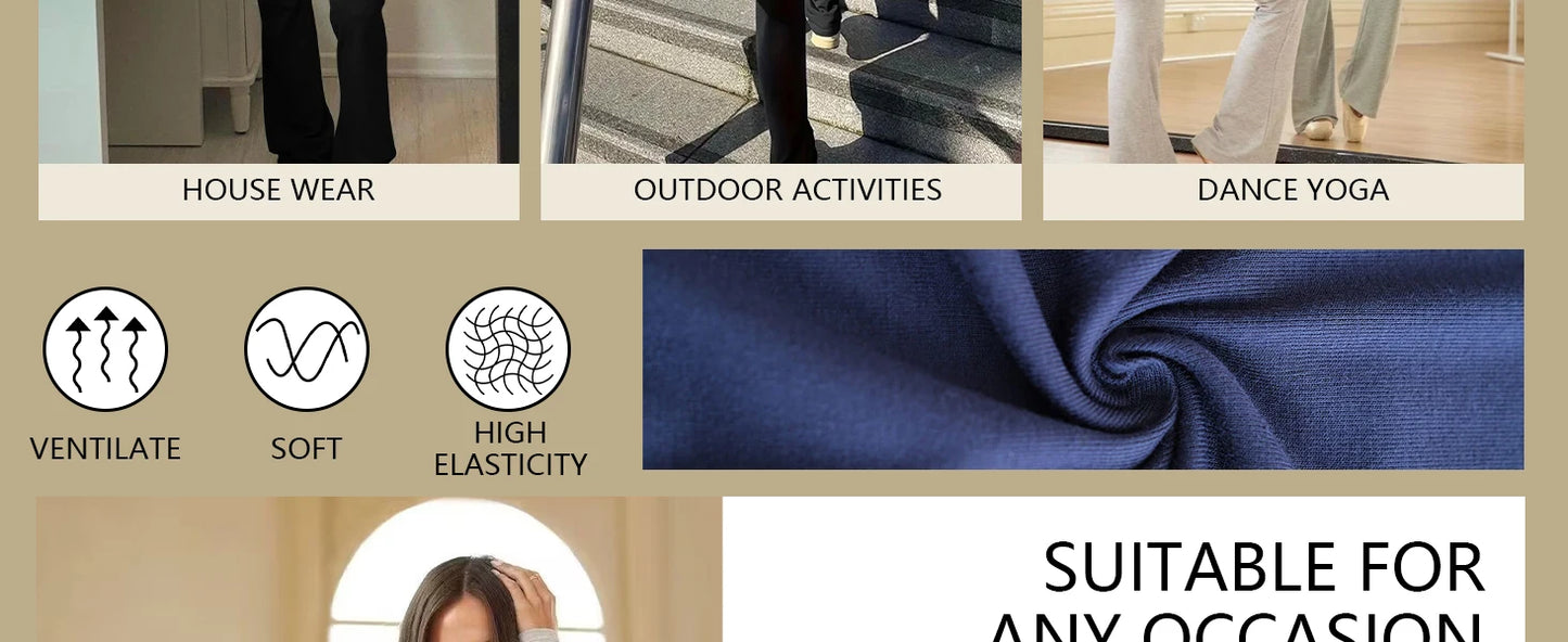 Women's Yoga Two Piece Long Sleeve Wide Leg Activewear Set