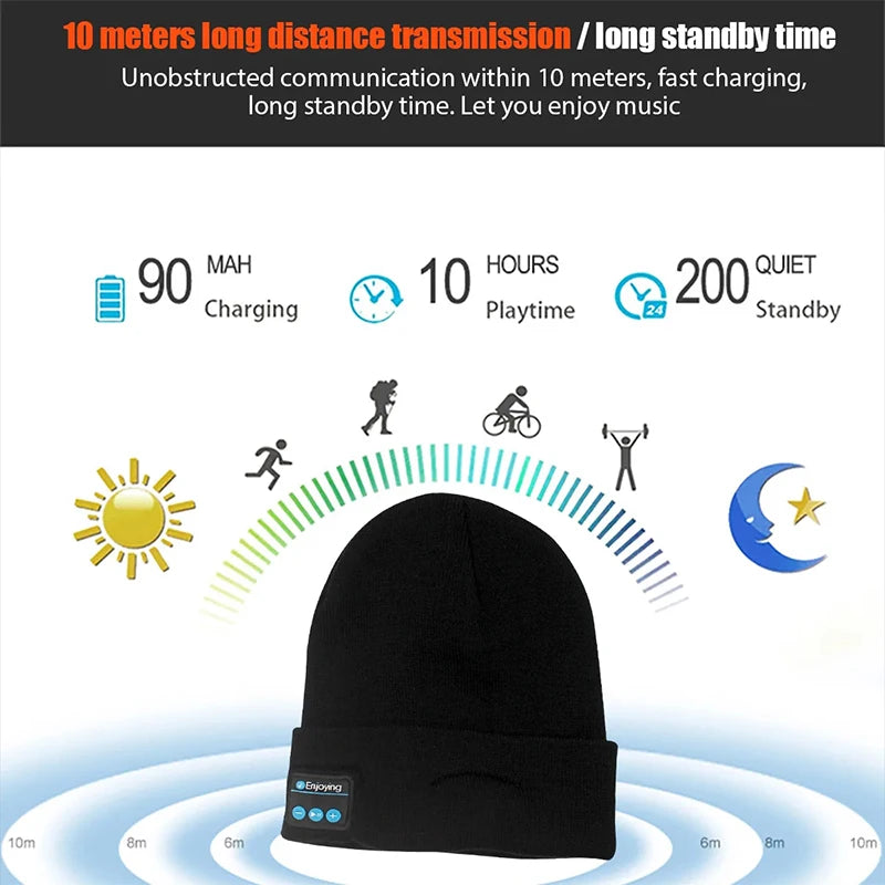 Winter Sports Bluetooth Beanie With Wireless Headset Speaker Cap