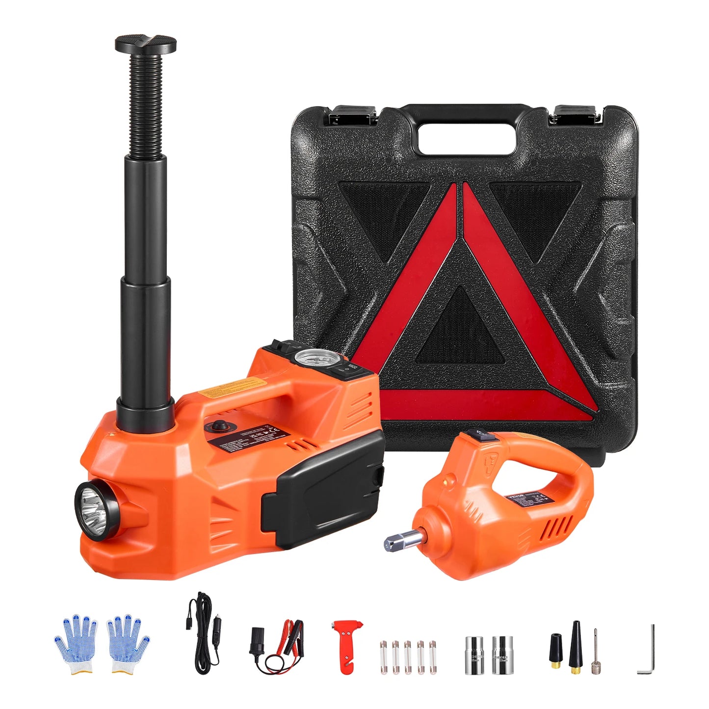 Succebuy 12V Electric Car Jack With Built-In Inflator LED Light