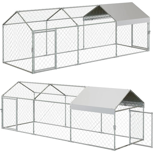 HiMISS Walk-In Metal Chicken Coop With Waterproof UV Cover