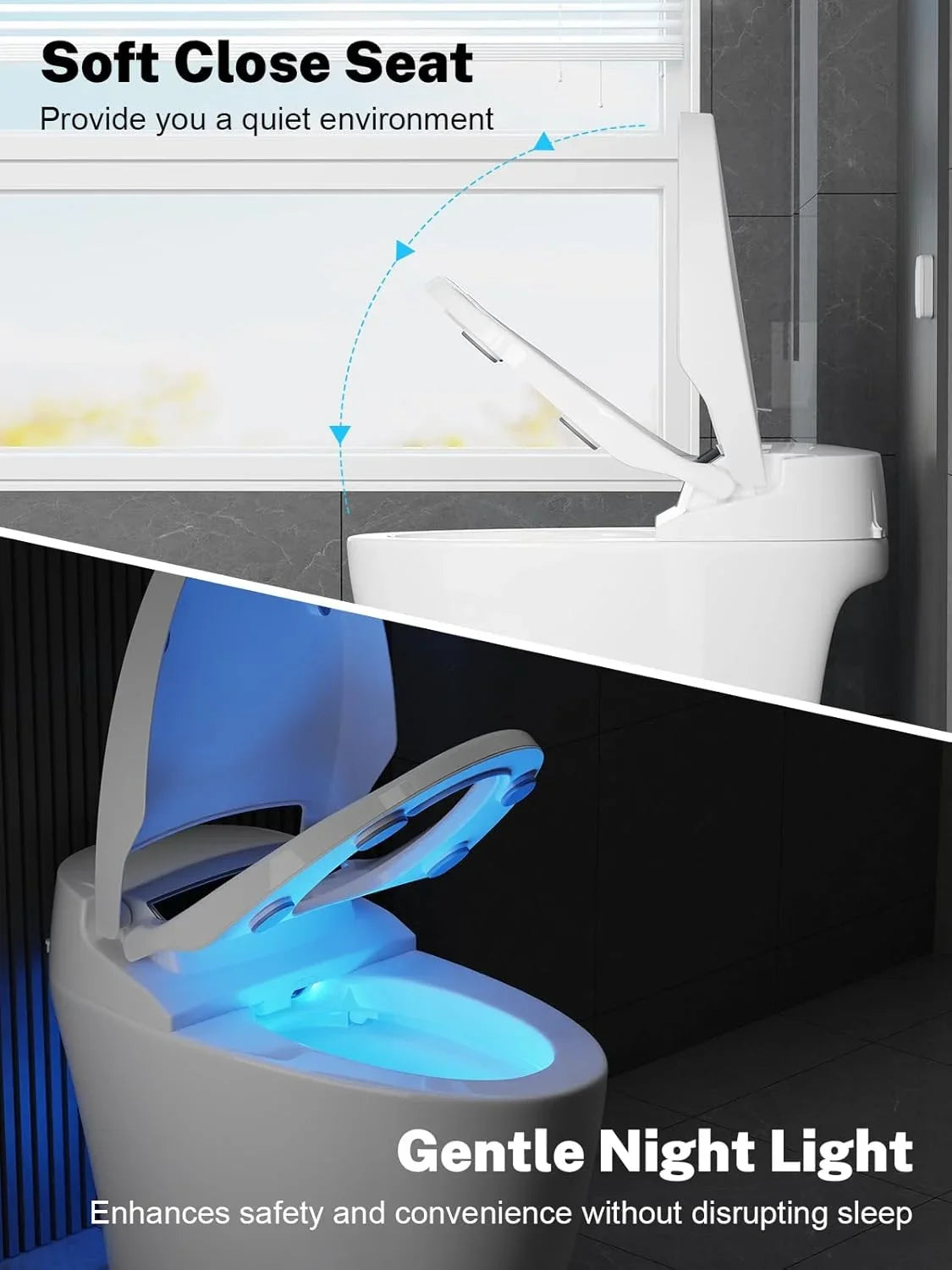 OUCE Smart One Piece Toilet Heated Seat With Night Light