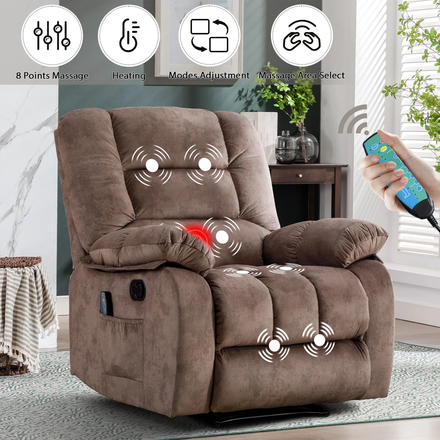 EBELLOCN 1-Piece Manual Massage Chair With Heating And Storage Bag