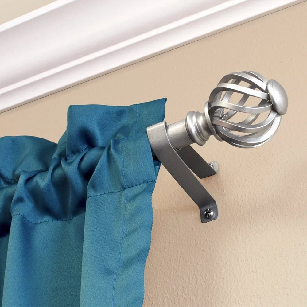XMSJ Satin Nickel Twist Cage Curtain Rod Set Adjustable