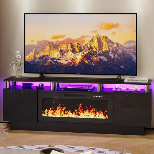 Modern Wooden Electric Fireplace TV Stand With Remote